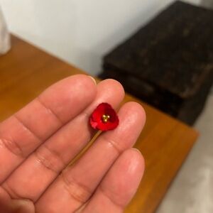 Anthropologie Petite Red Rose Stud Earrings